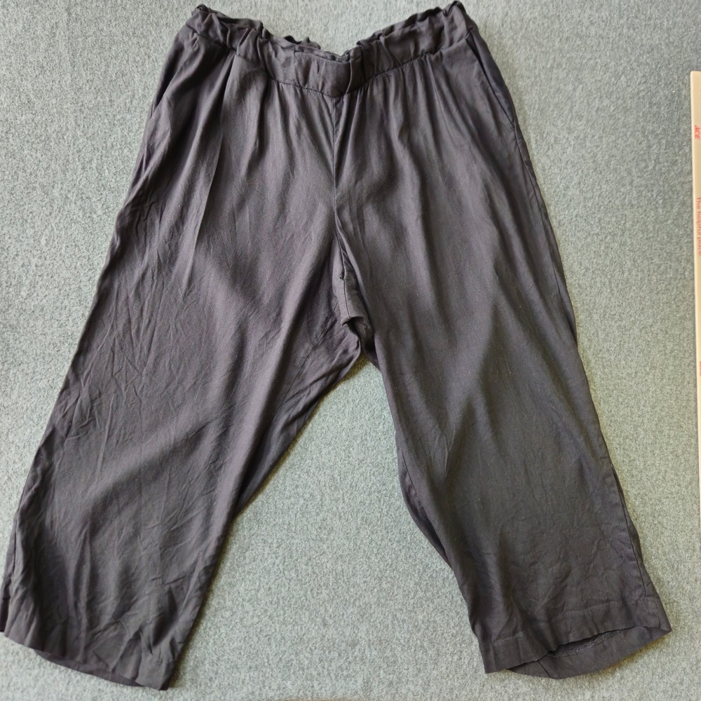Calvin Klein Linen Cropped Wide Leg Pants Sz 0X or 14W Staple Breathable Career